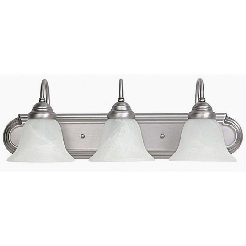 Matte Nickel 3-Light Vanity with White Faux Alabaster Glass