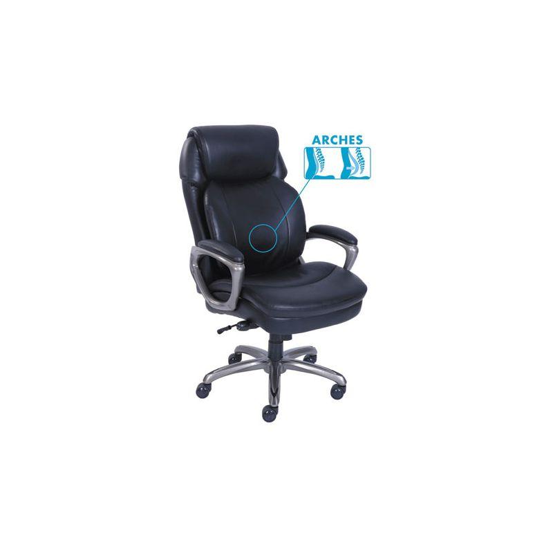 SertaPedic Cosset High-Back Executive Chair, Supports Up to 275 lb, 18.75" to 21.75" Seat Height, Black Seat/Back, Slate Base
