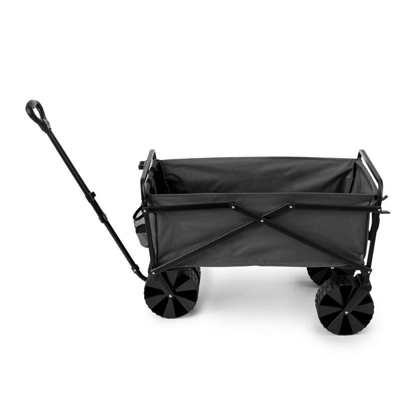 Seina Heavy Duty Steel Frame Collapsible Folding Outdoor Portable Utility Cart Wagon with All Terrain Plastic Wheels and 150 Pound Capacity, Gray