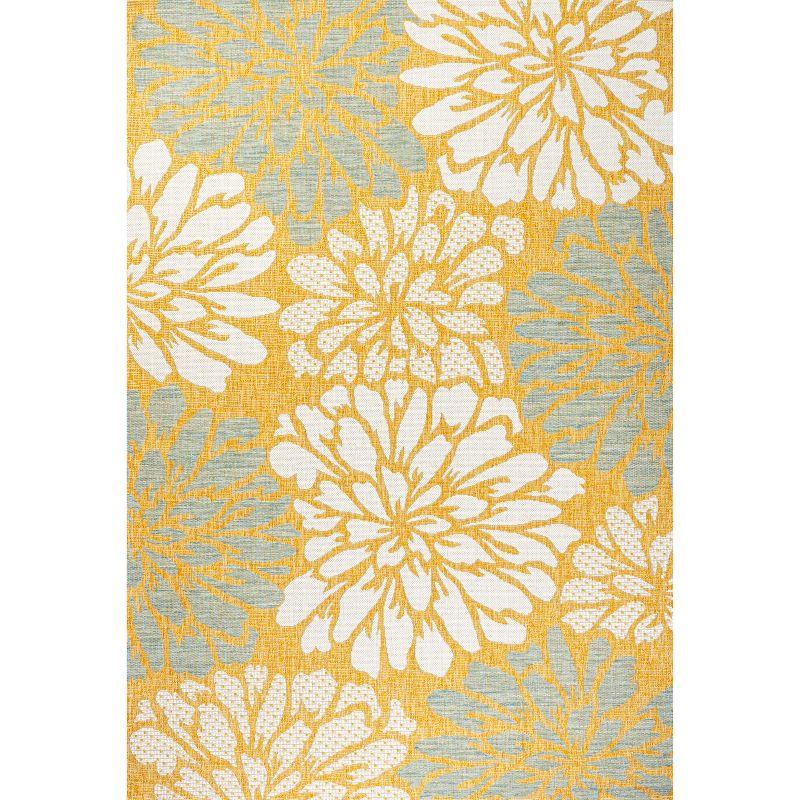 Zinnia Modern Floral Textured Weave Indoor/Outdoor Area Rug - JONATHAN Y