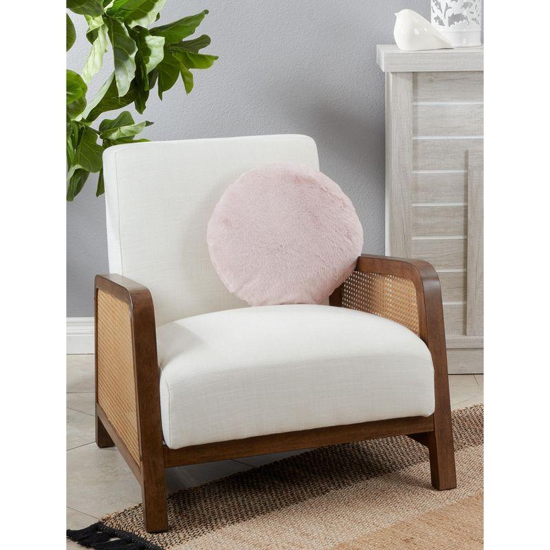 Saro Faux Rabbit Fur Collection Reversible Throw Pillow