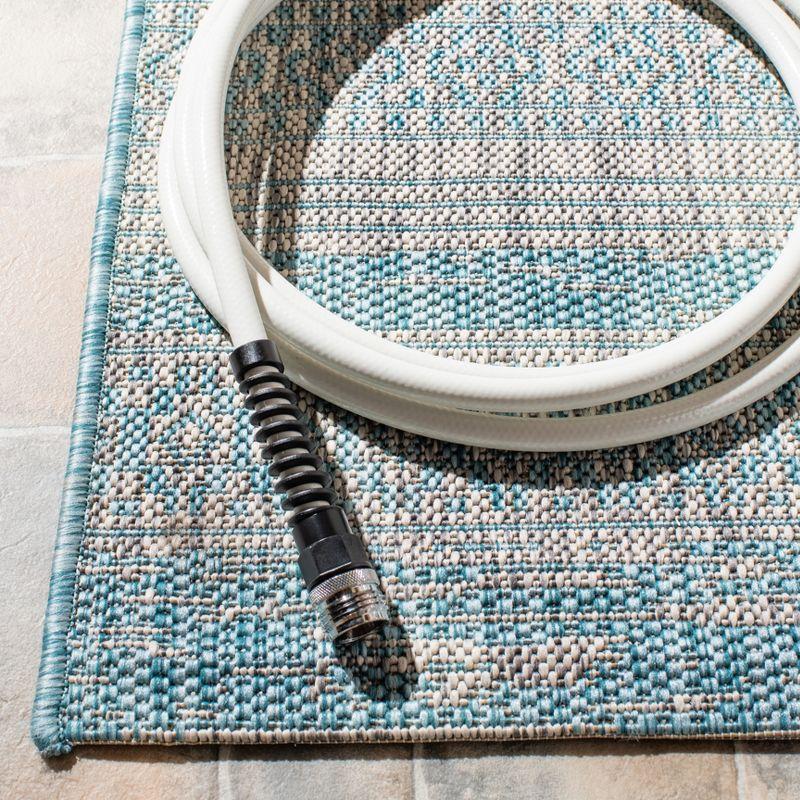 Courtyard CY8061 Power Loomed Indoor and Outdoor Area Rug - Aqua/Grey - 8'x10' - Safavieh