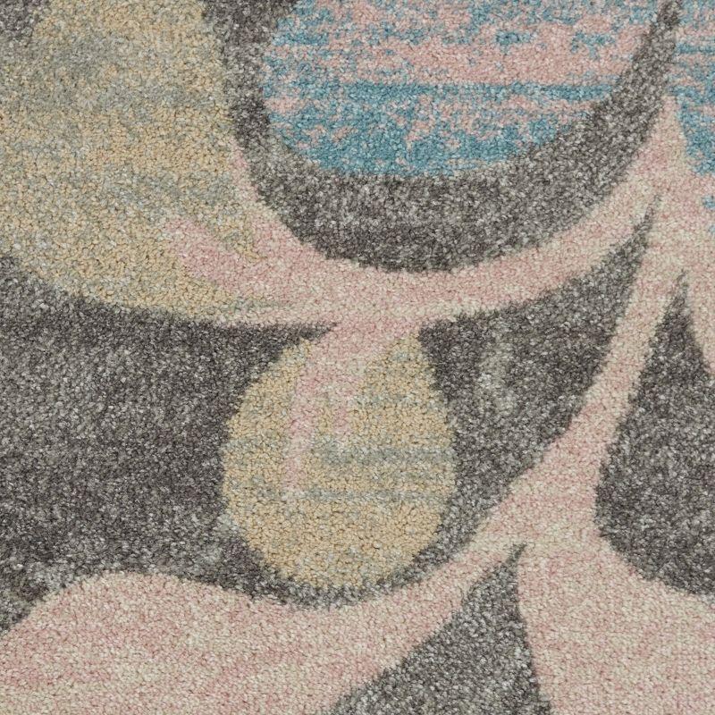 Grey and Beige Floral Synthetic 8' x 10' Area Rug