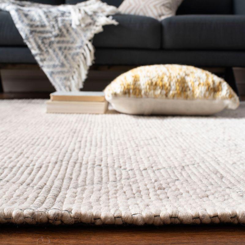 Marbella Beige Flat Woven Geometric Wool Runner Rug