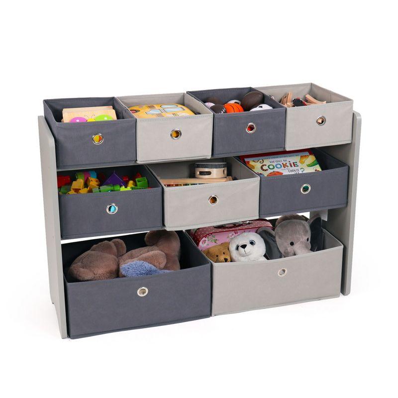 Camden Fabric Kids' Toy Organizer with 9 Storage Bins Gray - Humble Crew