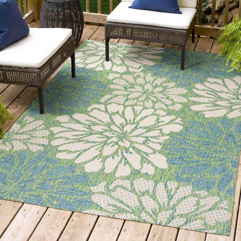 Zinnia Modern Floral Textured Weave Indoor/Outdoor Area Rug - JONATHAN Y