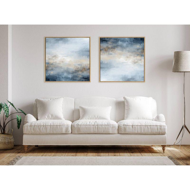 Kate & Laurel All Things Decor 30"x30" Tonal Abstract Blue Framed Canvas by The Creative Bunch Studio Natural