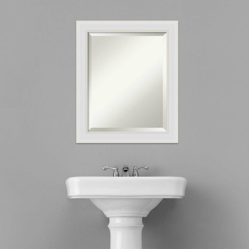 20" x 24" Flair Framed Bathroom Vanity Wall Mirror Soft White - Amanti Art: Modern Rectangle, Satin Finish, No Assembly Required
