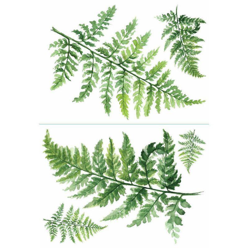 Green Watercolor Fern Peel and Stick Wall Decals