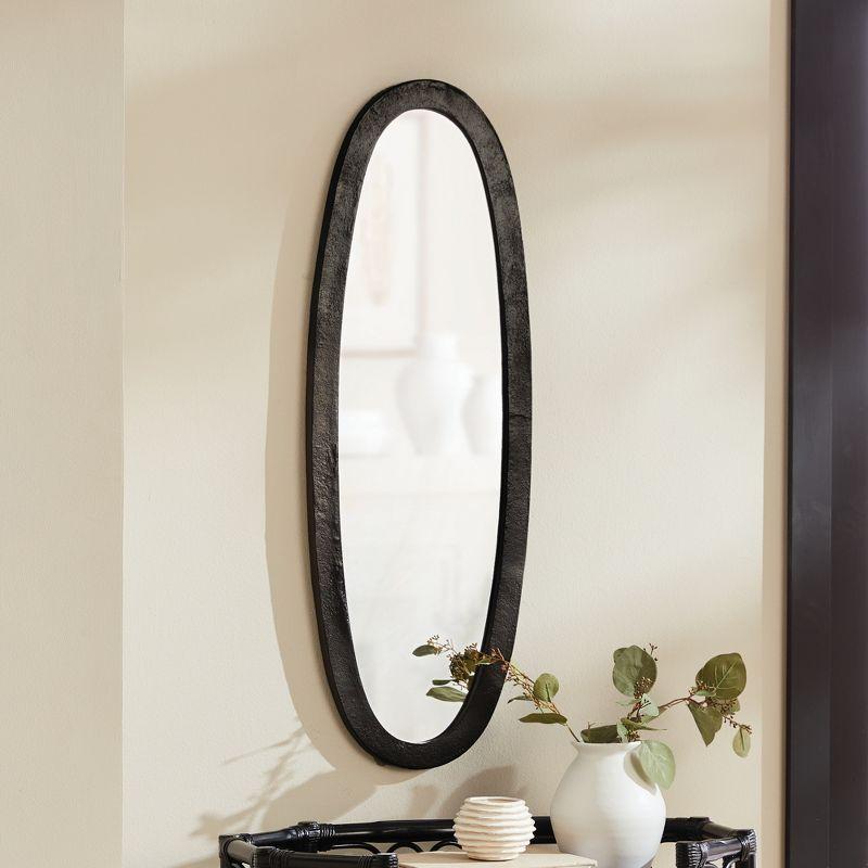 Plum & Post 13"W x 1"D x 38.75"H Lamelle Black Framed Full Oval Full Length Wall Mirror