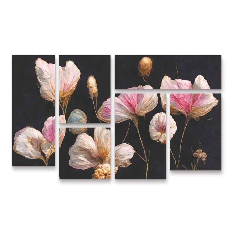 Treechild Gentle Pink Dry Flowers 6-Piece Canvas Wall Art Set