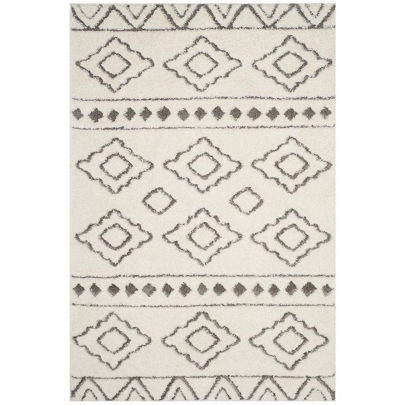 Sparta Shag SPG513 Power Loomed Indoor Area Rug - Ivory/Grey - 4'x6' - Safavieh.