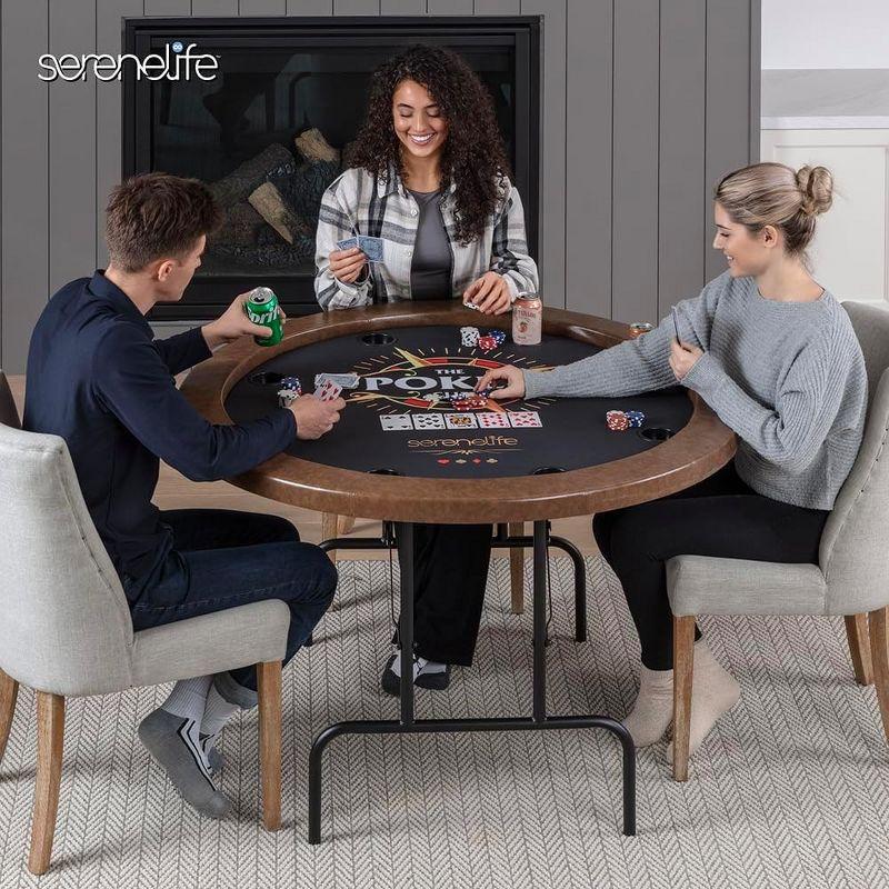 Octagonal Brown Felt 8-Player Foldable Poker Table