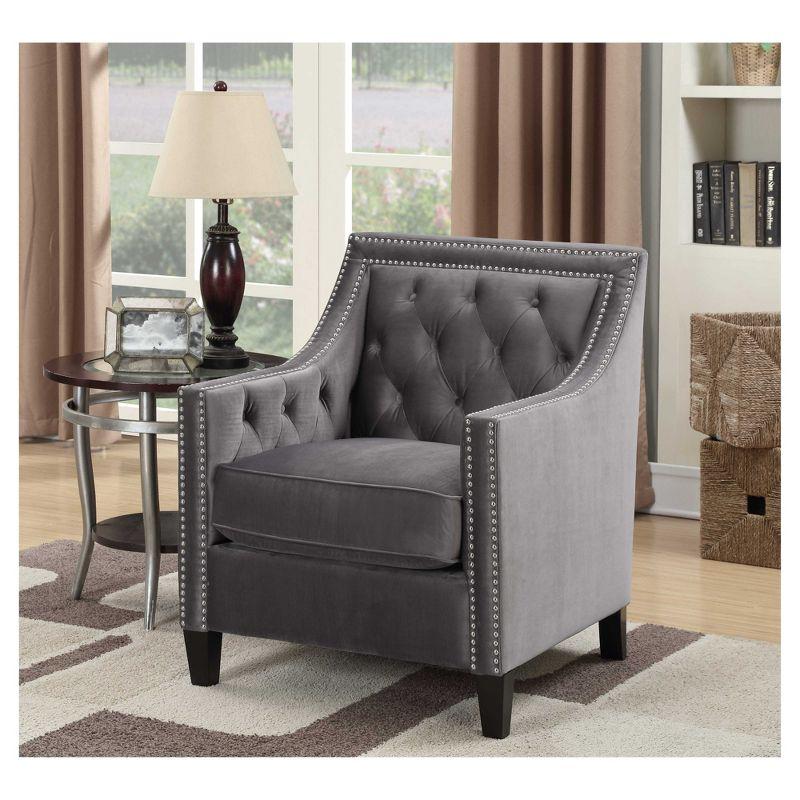 Teagan 30'' Gun Metal Gray Velvet Transitional Accent Chair