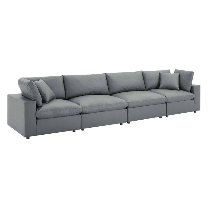 Modway Commix Down Filled Overstuffed Vegan Leather 4-Seater Sofa