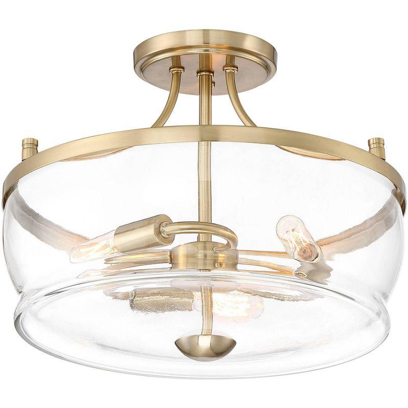 Warm Brass and Clear Glass Drum Ceiling Light