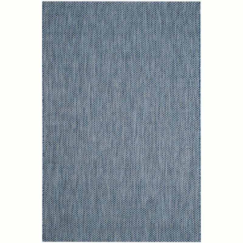 Navy and Grey Rectangular Outdoor Synthetic Area Rug