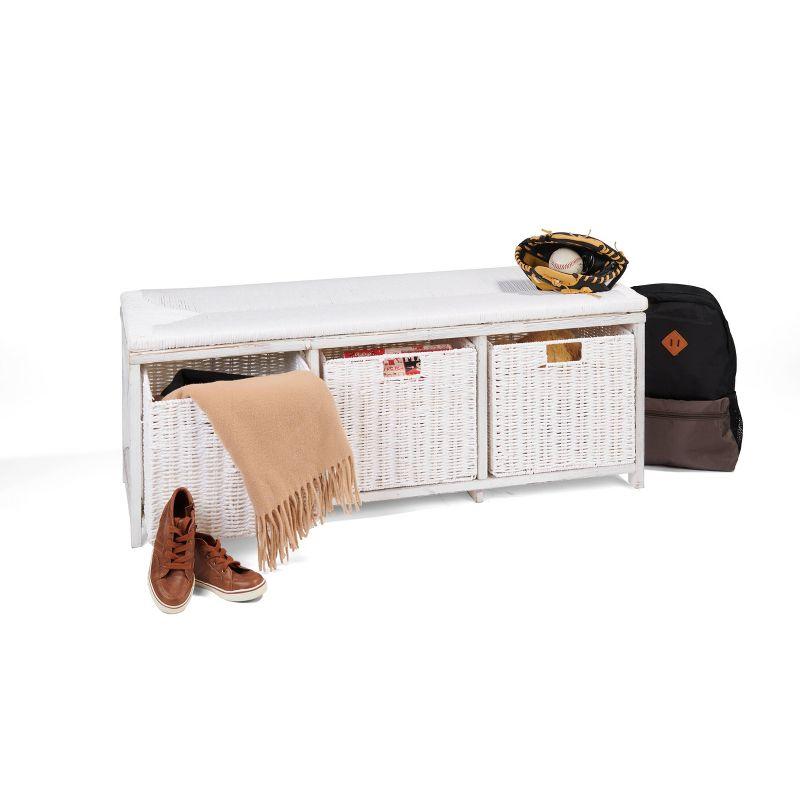 Sunside Sails Kid''s Storage Bench With Woven Top And Baskets