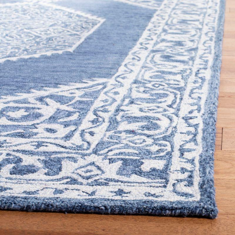 Handmade Tufted Wool Square Rug in Serene Blue - 59"