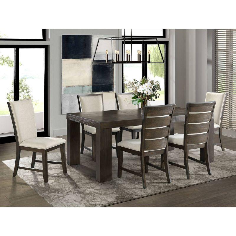 7pc Jasper Extendable Dining Table Set Toasted Walnut - Picket House Furnishings: Modern Rectangle 6-Seater with Upholstered Chairs