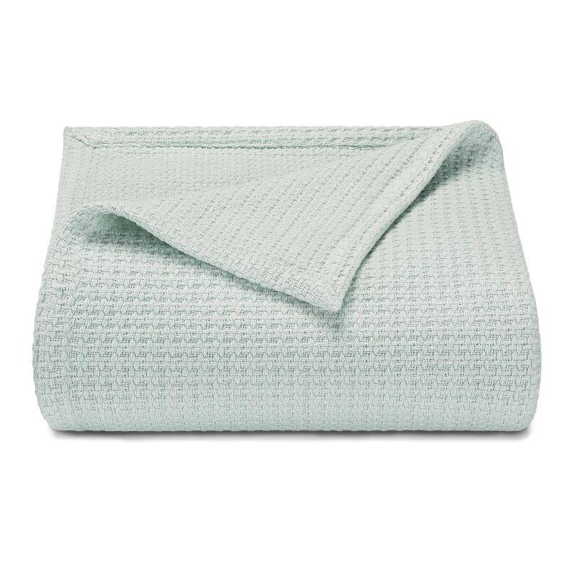 Coastal Knit King-Sized Cotton Blanket in Aqua