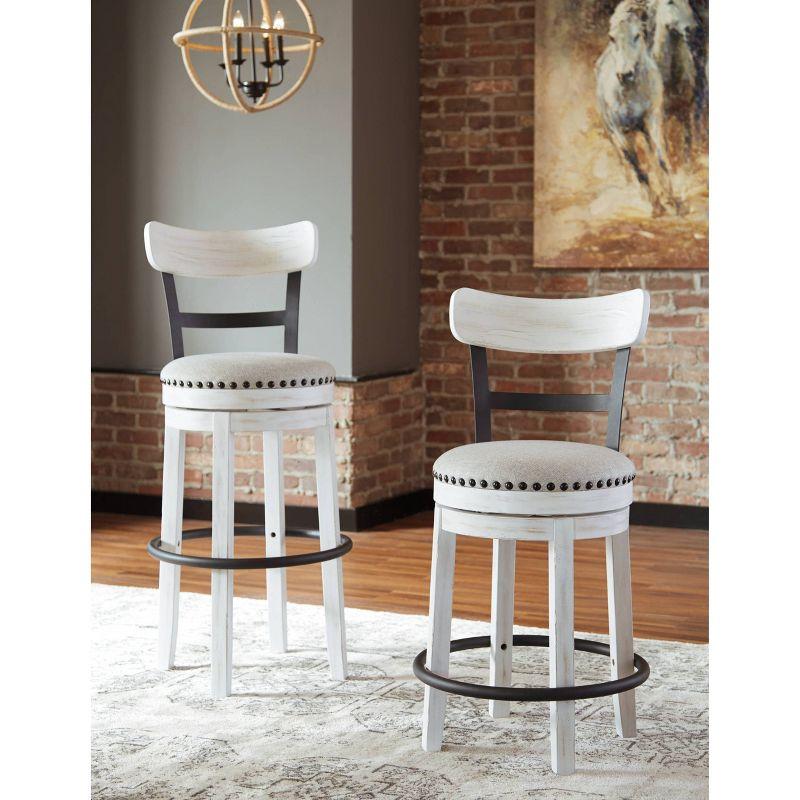 Gracie Oaks Design by Ashley Valebeck Modern Swivel Counter Height Barstool, Whitewash