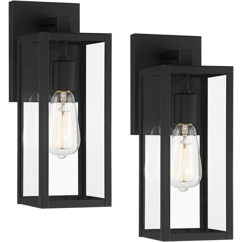 Mystic Black Modern Outdoor Wall Light Set with Clear Glass