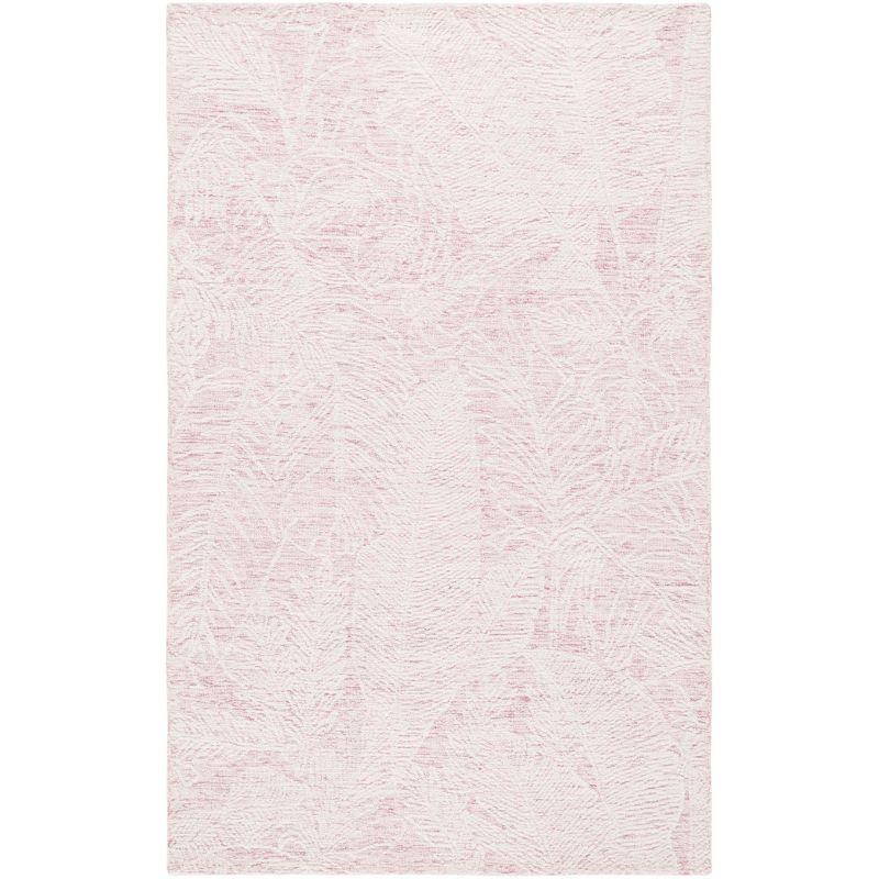 Hand-Tufted Wool Area Rug in Pink and Ivory - 5' x 8' Rectangular