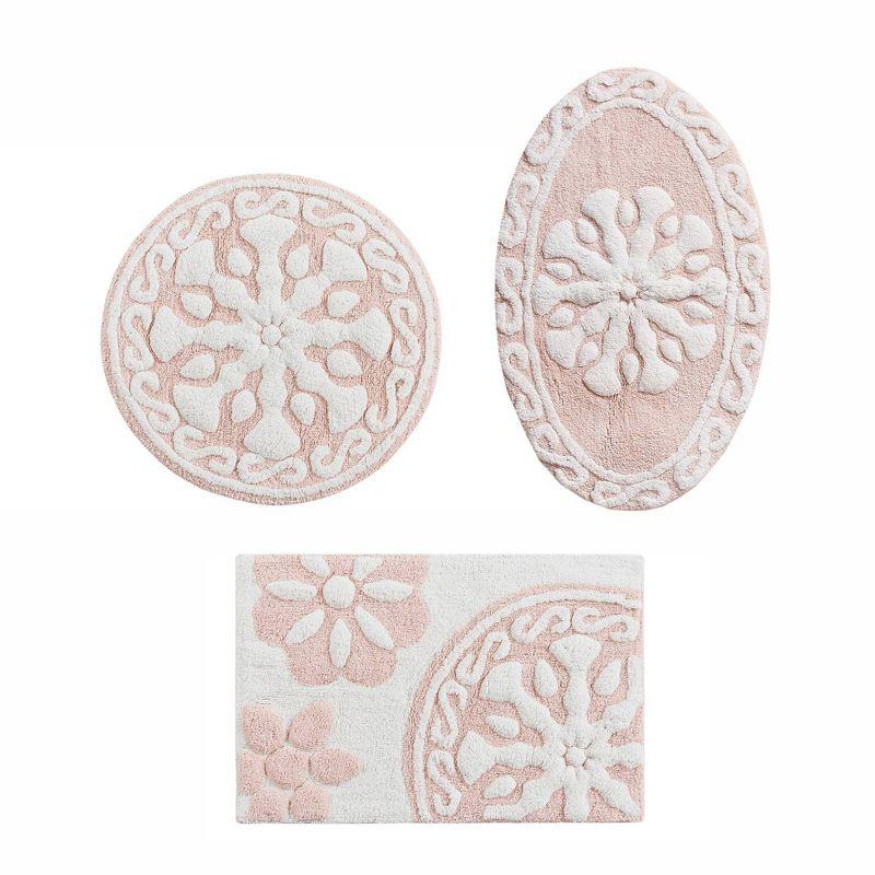 Boho Chic Round Floral Cotton Bath Rug