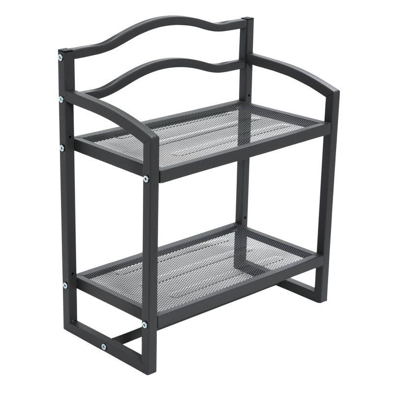 Household Essentials 2 Tier Metal Wall Mount Bathroom Storage Rack Gray