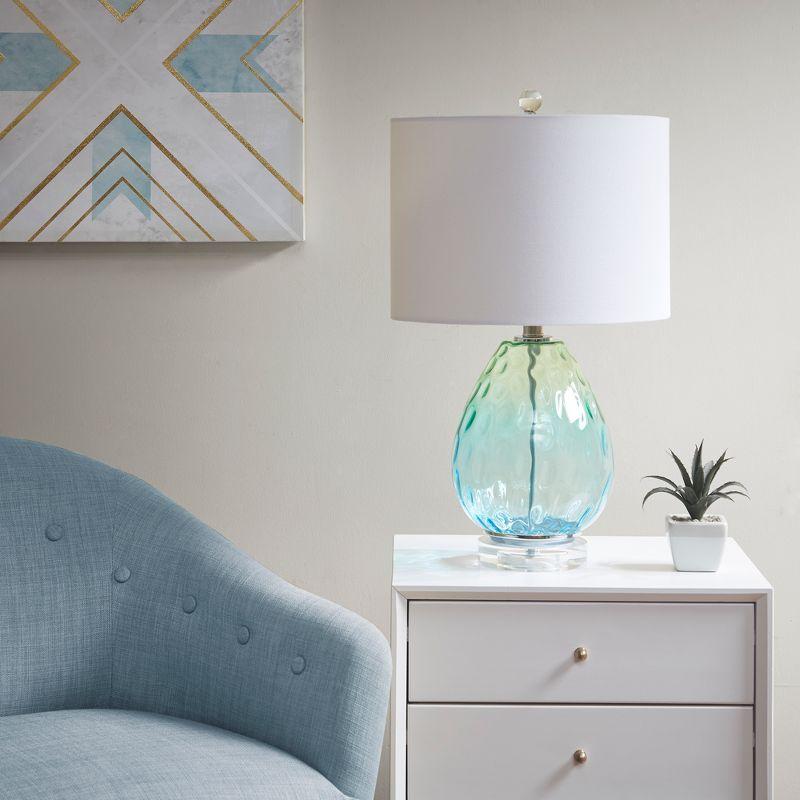 Martha Stewart Borel Ombre Glass Table Lamp: Modern Drum Shade, 72" Cord, 510 Design