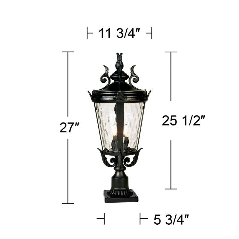 John Timberland Casa Marseille Vintage Outdoor Post Light Textured Black with Pier Mount 29" Clear Hammered Glass for Exterior Barn Deck House Porch