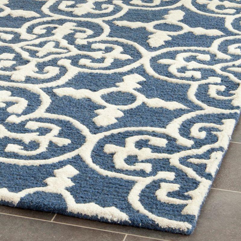 Hand-Tufted Navy & Ivory Wool Square Rug - Classic Moroccan Inspired