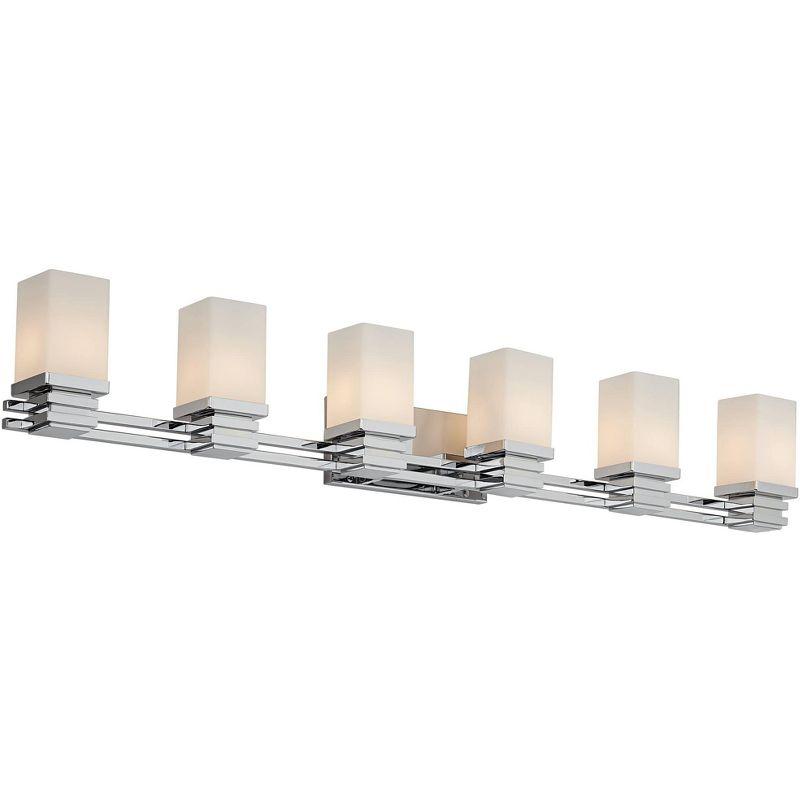 Chrome 52" Modern Wall Light with Opal Glass Shades