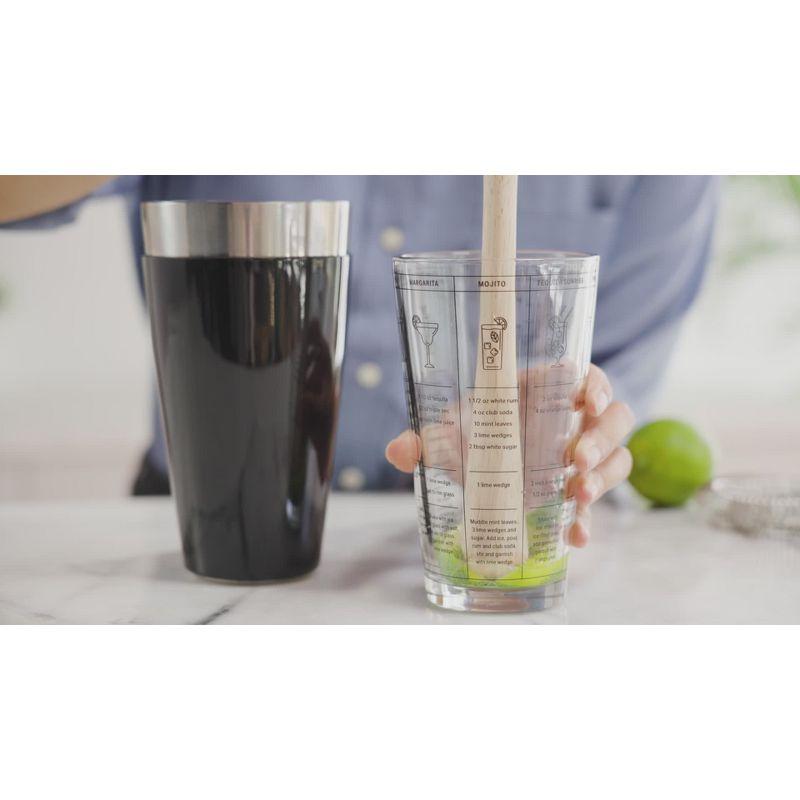 Stainless Steel and Glass Boston Cocktail Shaker Set