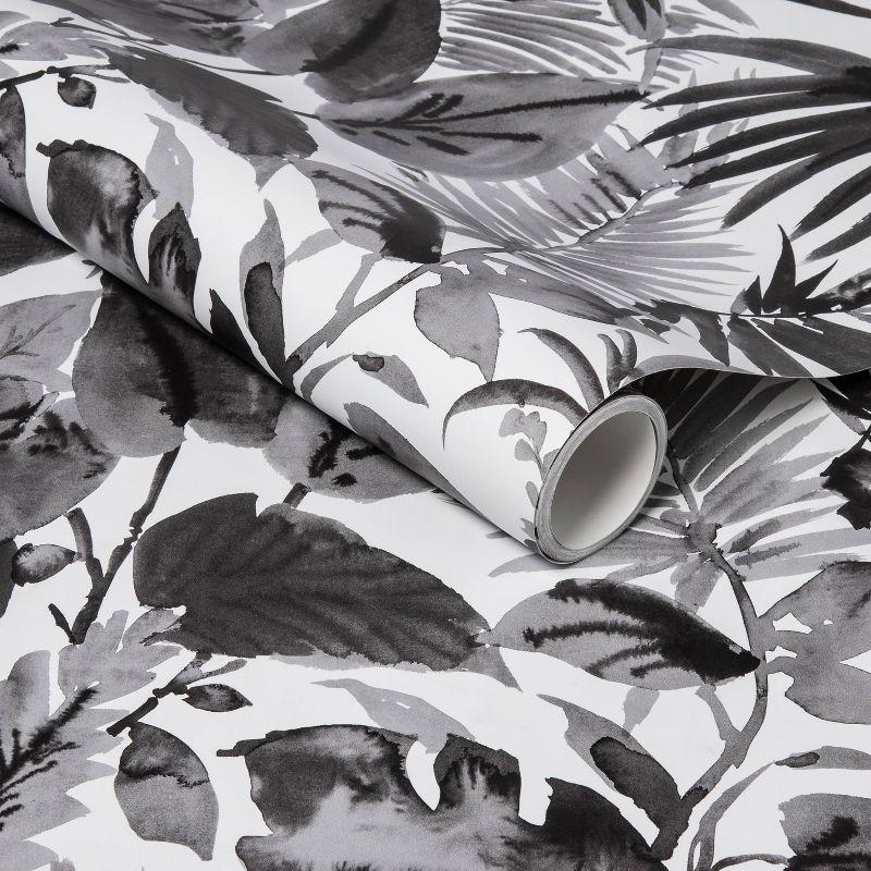 Tropical Leaves Peel & Stick Wallpaper Black/White - Opalhouse™: Removable Vinyl, Botanical Leaf Pattern, 27.5 Sq Ft Coverage