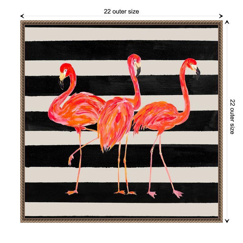Amanti Art Flamingo Trio on Stripes by Julie Derice Canvas Wall Art Print Framed 22 x 22-in.