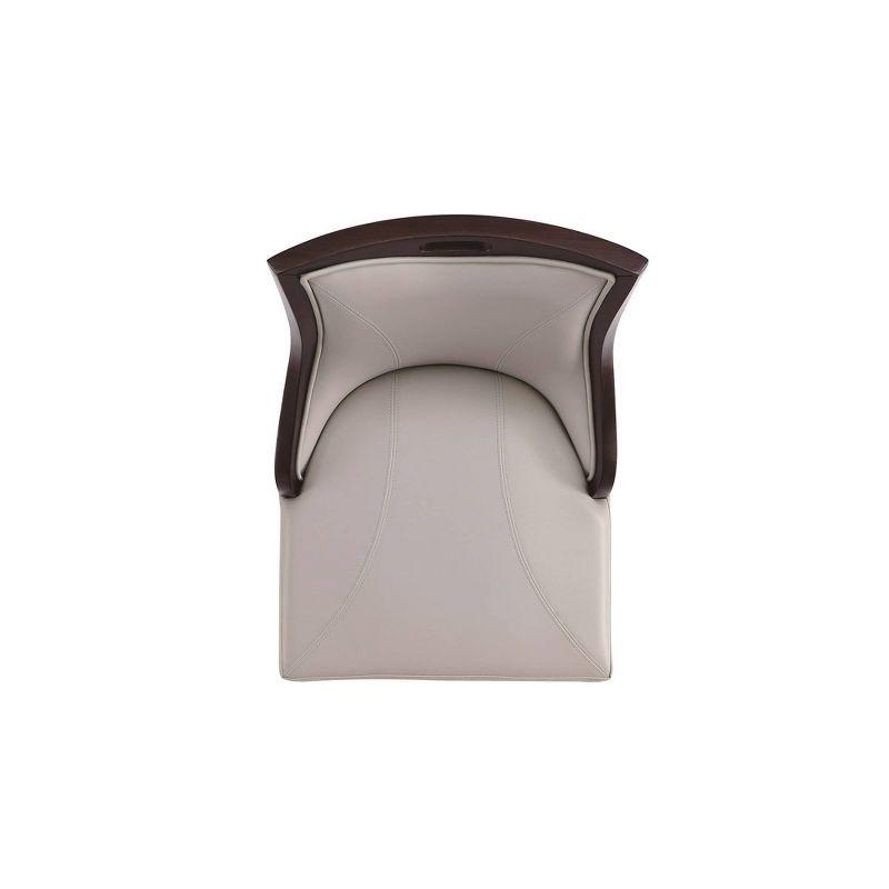 Manhattan Comfort Set of 3 Emperor Upholstered Beech Wood Faux Leather Barstools Light Gray: Semi-Gloss Finish, Foam Padded
