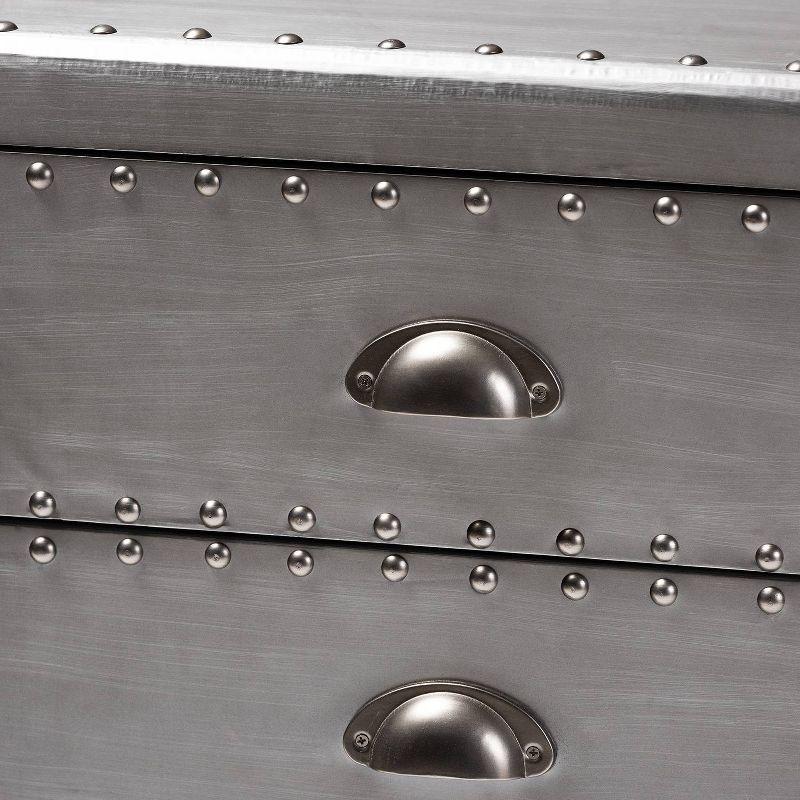 5 Drawer Davet Metal Accent Chest Silver - Baxton Studio: French Industrial Style, Fully Assembled