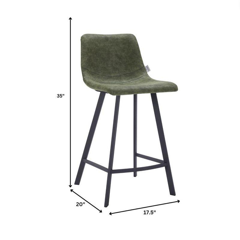 LeisureMod 35” Counter Stool Upholstered Leather Ergonomic Backrest Padded Seat Stainless Steel Base and Footrest Elland Collection