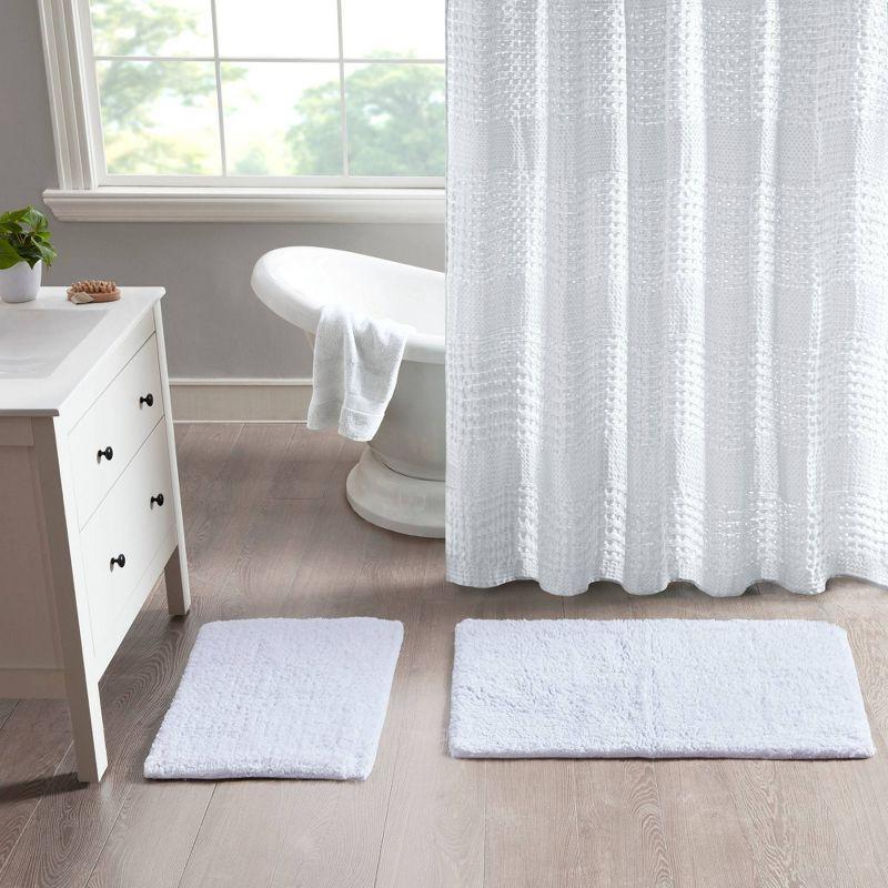 Ritzy White Cotton Tufted 2-Piece Bath Rug Set