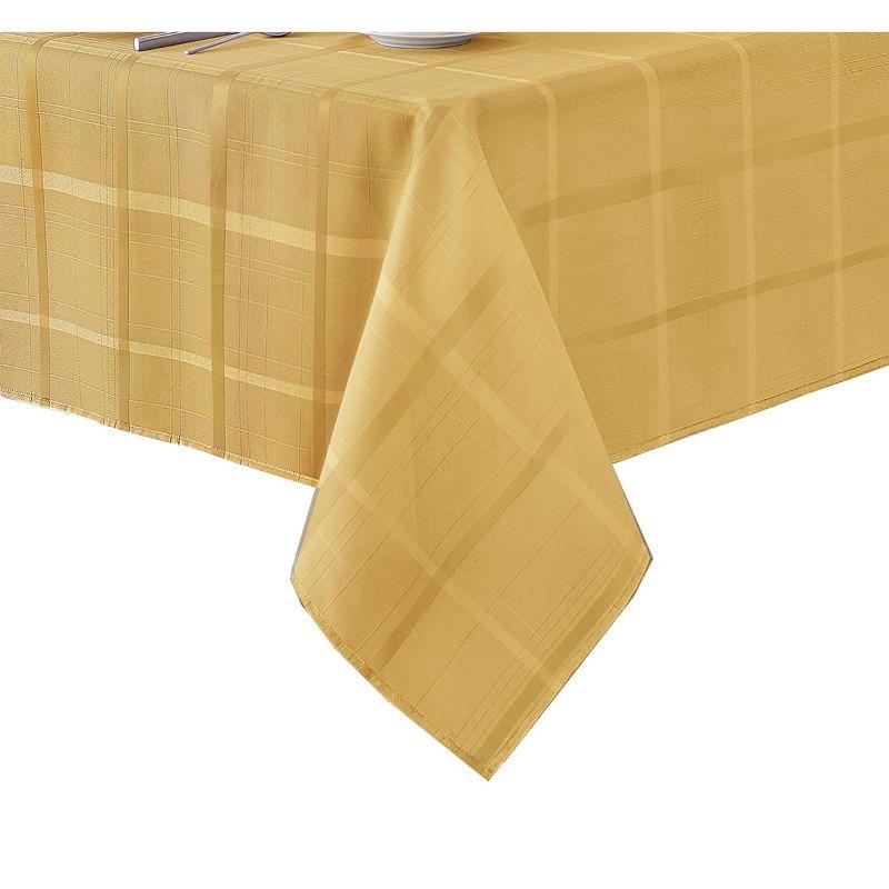 Elegance Plaid Stain & Water Resistant Tablecloth - 60" x 144" Rectangle - Ribbon Gold - Elrene Home Fashions