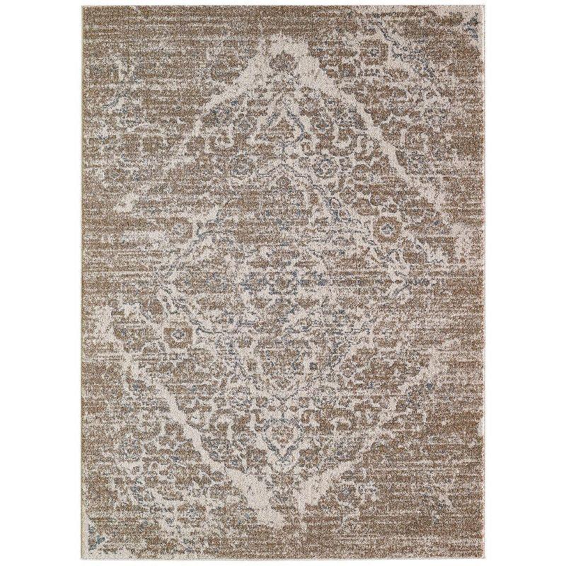 Luxe Weavers Victoria Collection Beige 5x7 Floral Area Rug