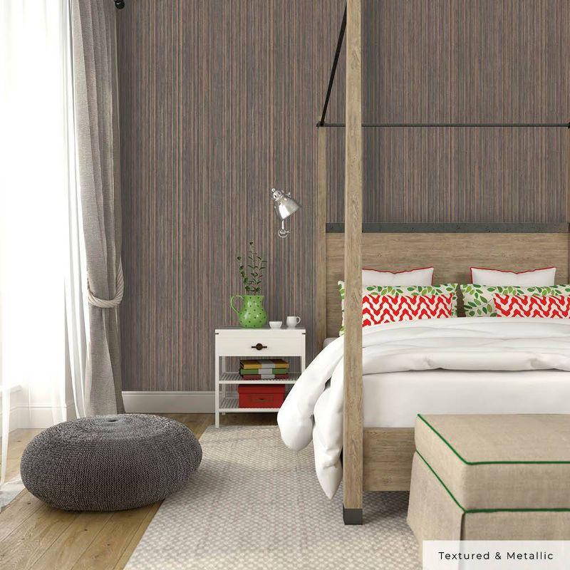 Tempaper & Co.® Faux Grasscloth Removable Peel and Stick Wallpaper, Textured Bronze, 28 sq. ft.: Vinyl, Self-Adhesive, Thin Stripe Pattern
