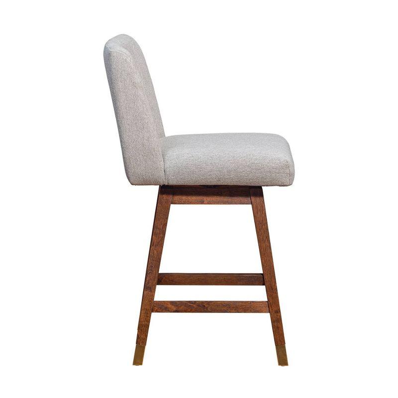 Armen Living Basila Wood Finish with Fabric Swivel Counter Height Barstool Brown Oak/Taupe