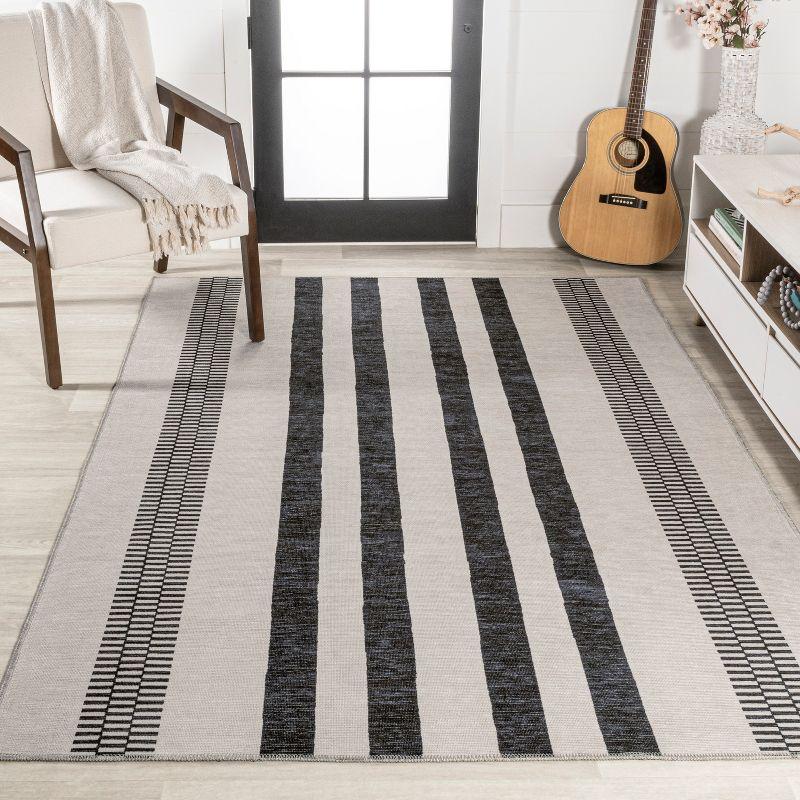 Vichy Geometric Striped Machine-Washable Indoor Area Rug - JONATHAN Y