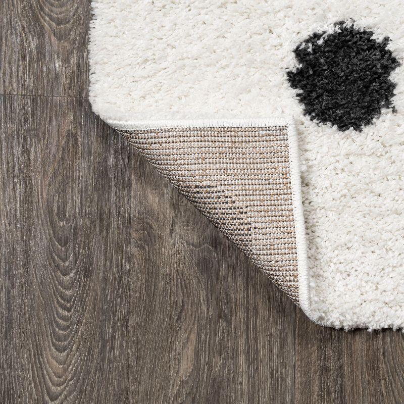 2'x10' Pere Modern Charcoal Dot Shag Runner Rug, White - JONATHAN Y