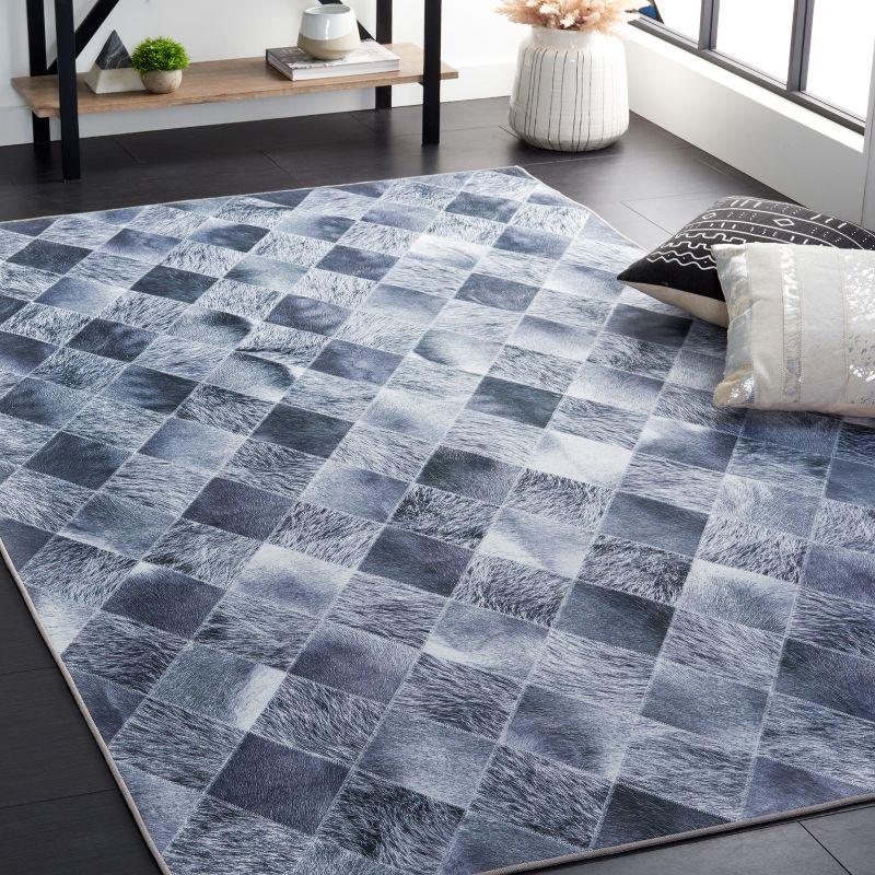 Faux Hide FAH550 Power Loomed Machine Washable Area Rug - Grey/Dark Grey - 8'x10' - Safavieh.
