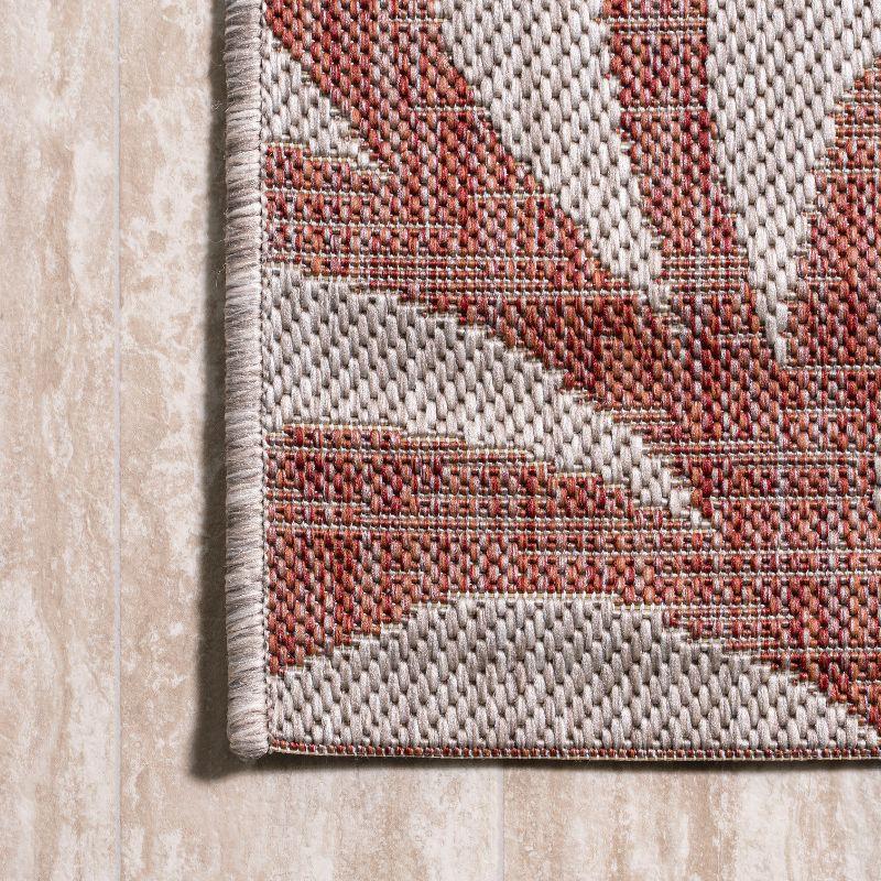 2'x8' Vine All Over Indoor/Outdoor Runner Rug, Red/Beige - JONATHAN Y