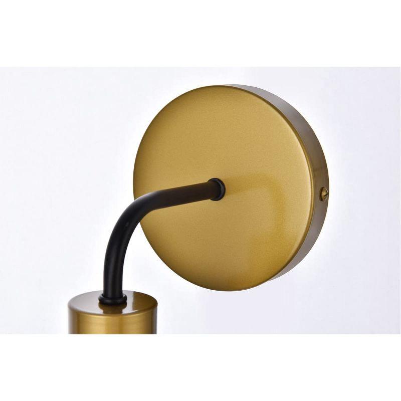 Elegant Lighting Hanson 1 light bath sconce in black with brass with clear shade